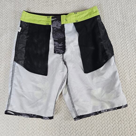 Mens American Eagle Outfitters Floral Board Shorts Swim Trunk Black Green Blue S - Picture 8 of 11